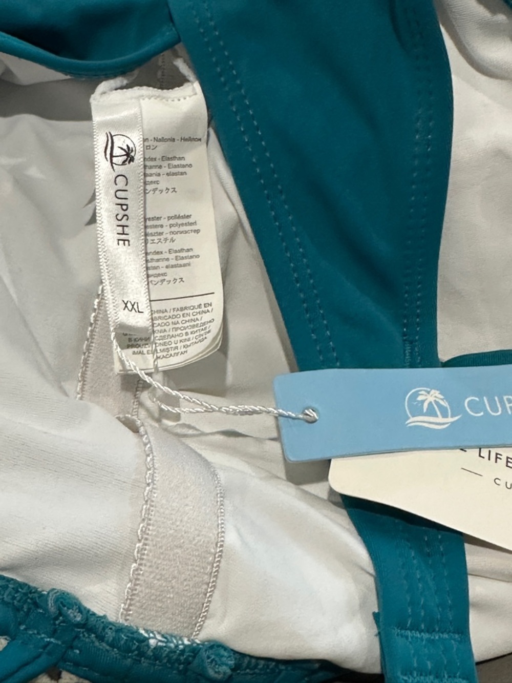 NWT Cupshe Embroidered Lace V Neck Teal One Piece Swimsuit XXL - Picture 7 of 10